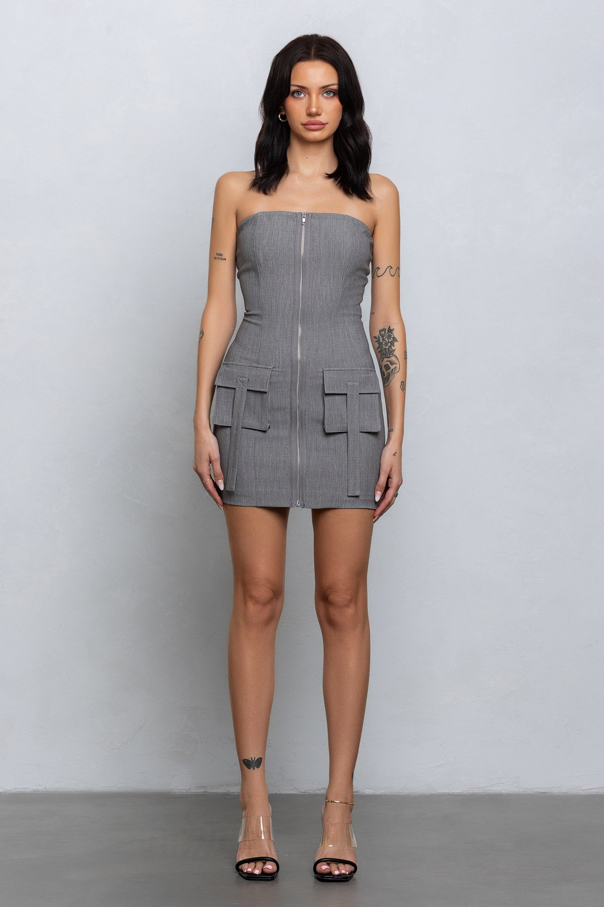 Cargo Zip-Up Mini Dress