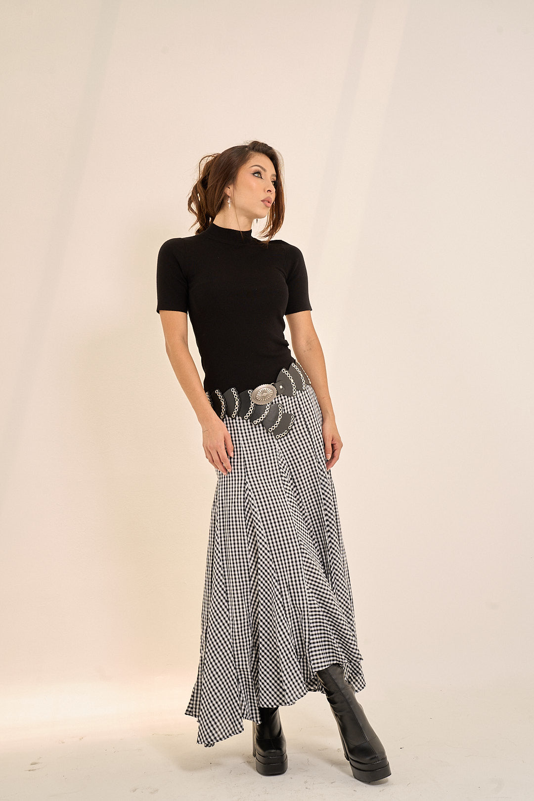 Checkered Cotton Skirt