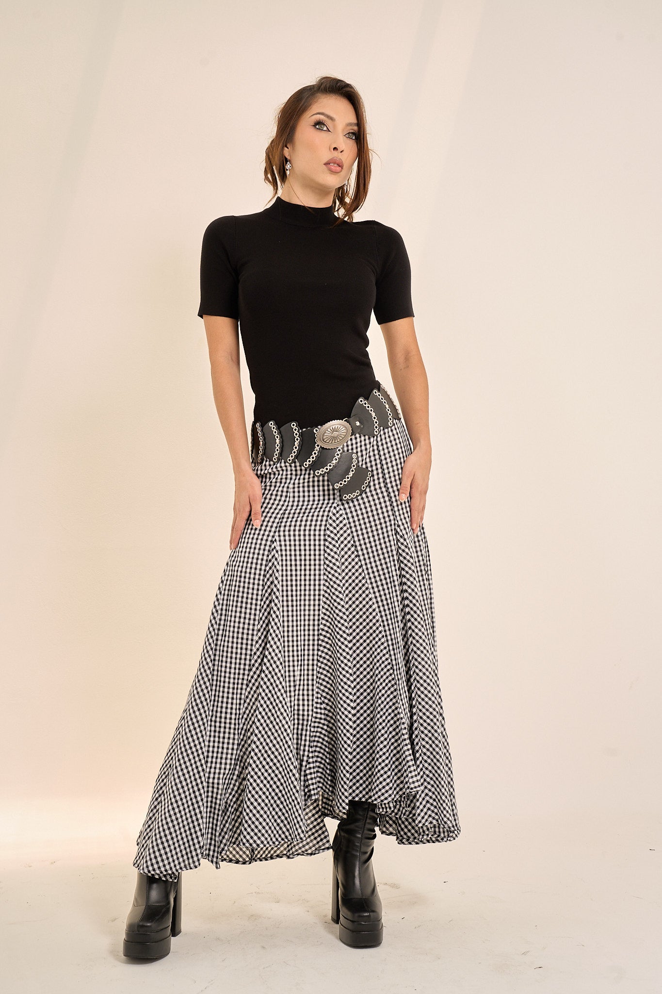 Checkered Cotton Skirt