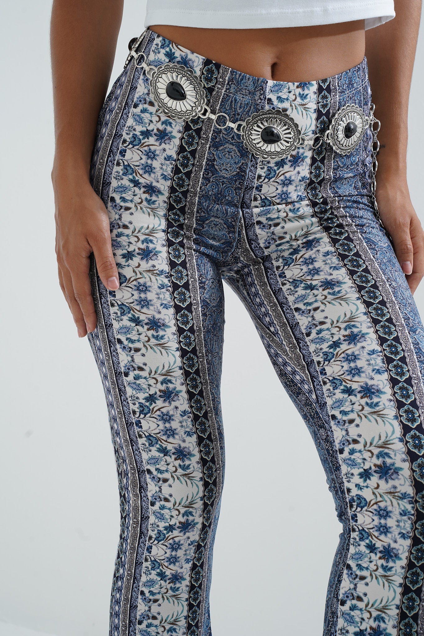 Print Bell Bottom Pants