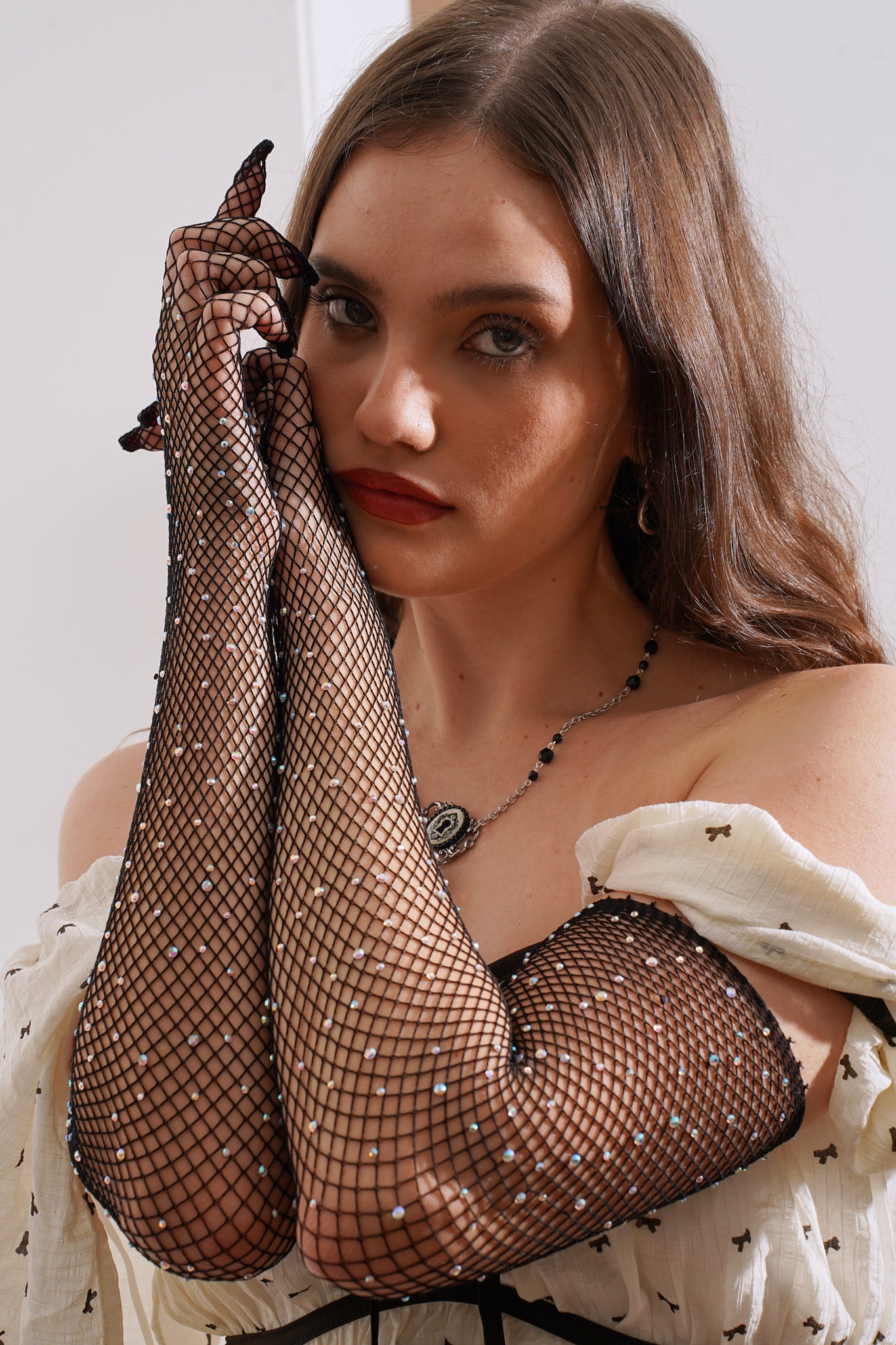 Rhinestone Opera Gloves