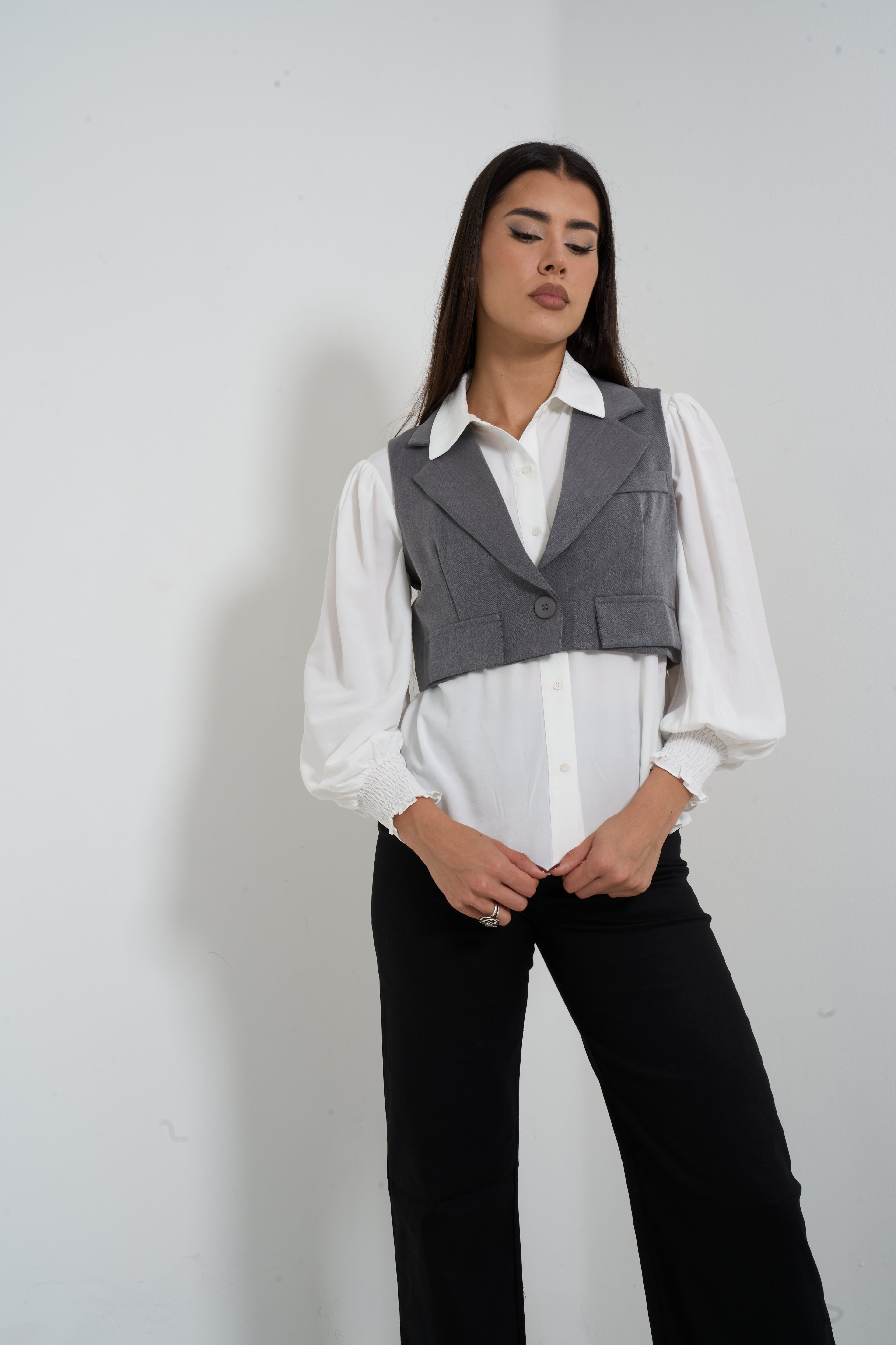 One-button Crop Vest Crop top