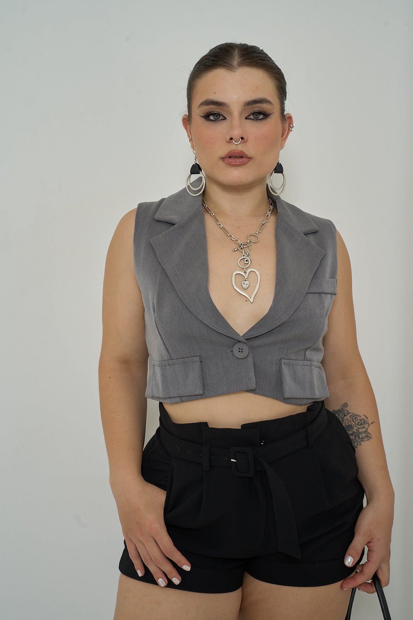 One-button Crop Vest Crop top