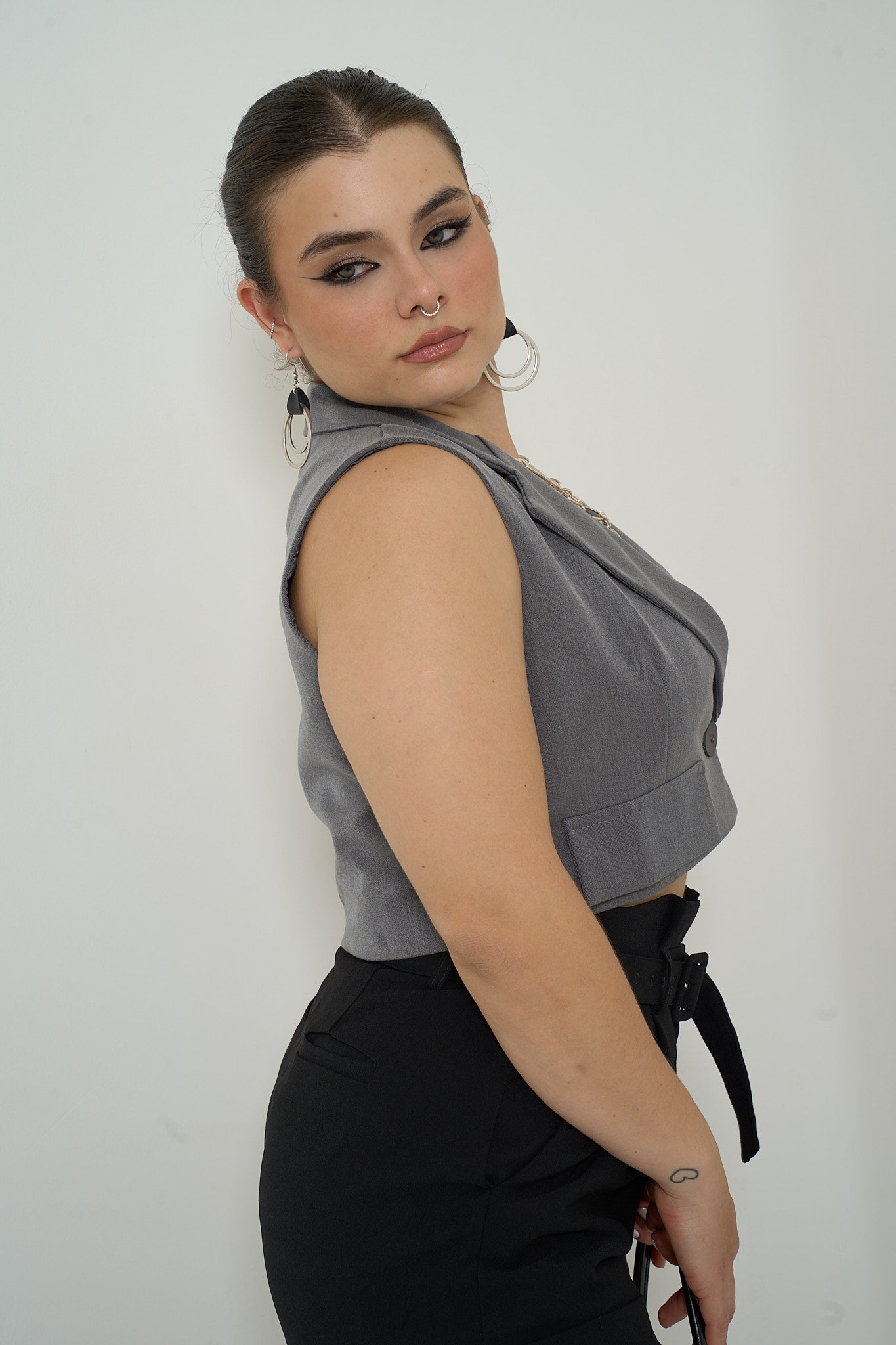 One-button Crop Vest Crop top