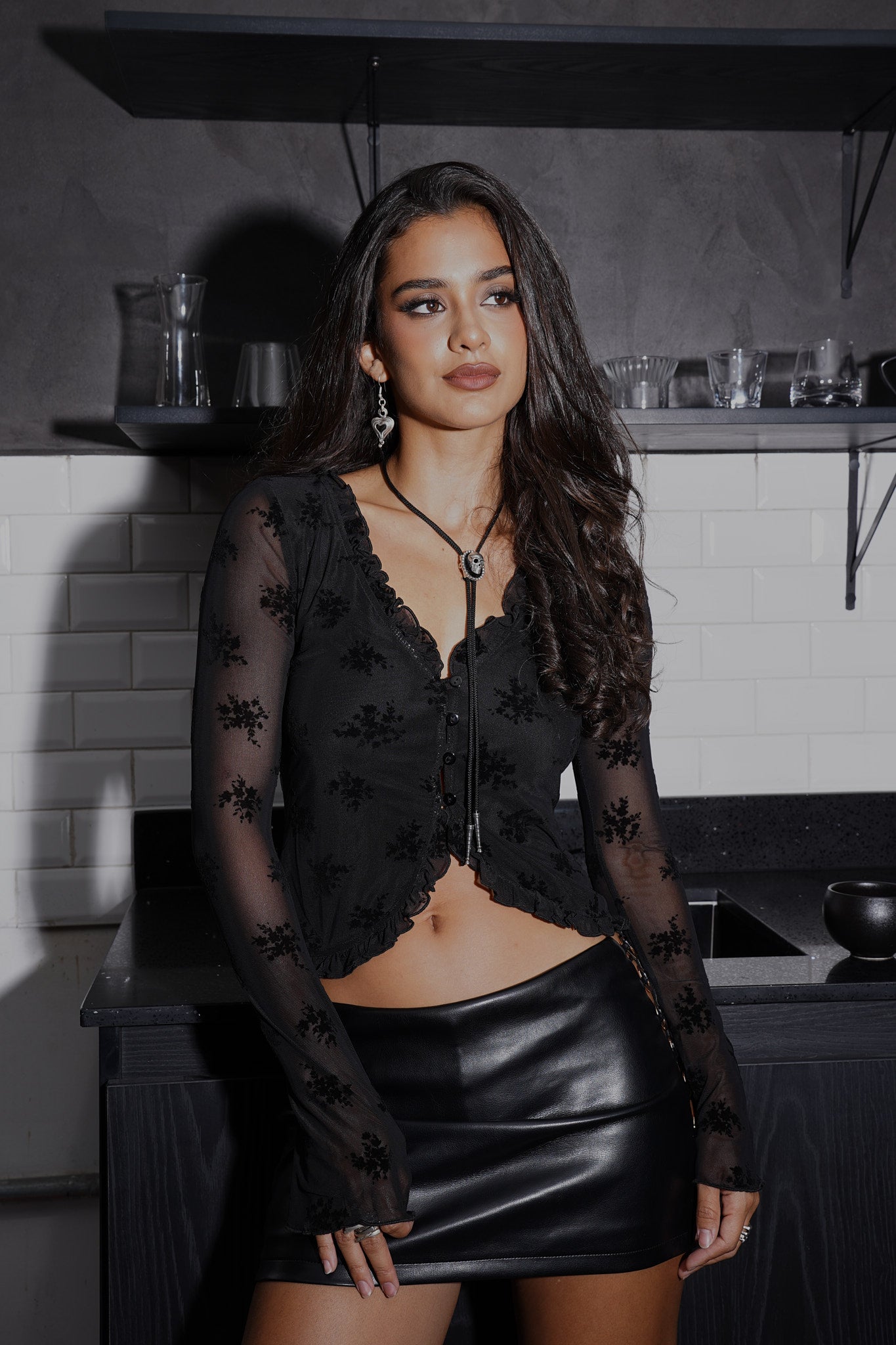 Sheer Floral Crop Top