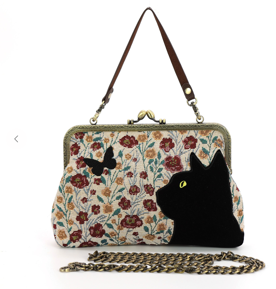 Floral Black Cat Kiss