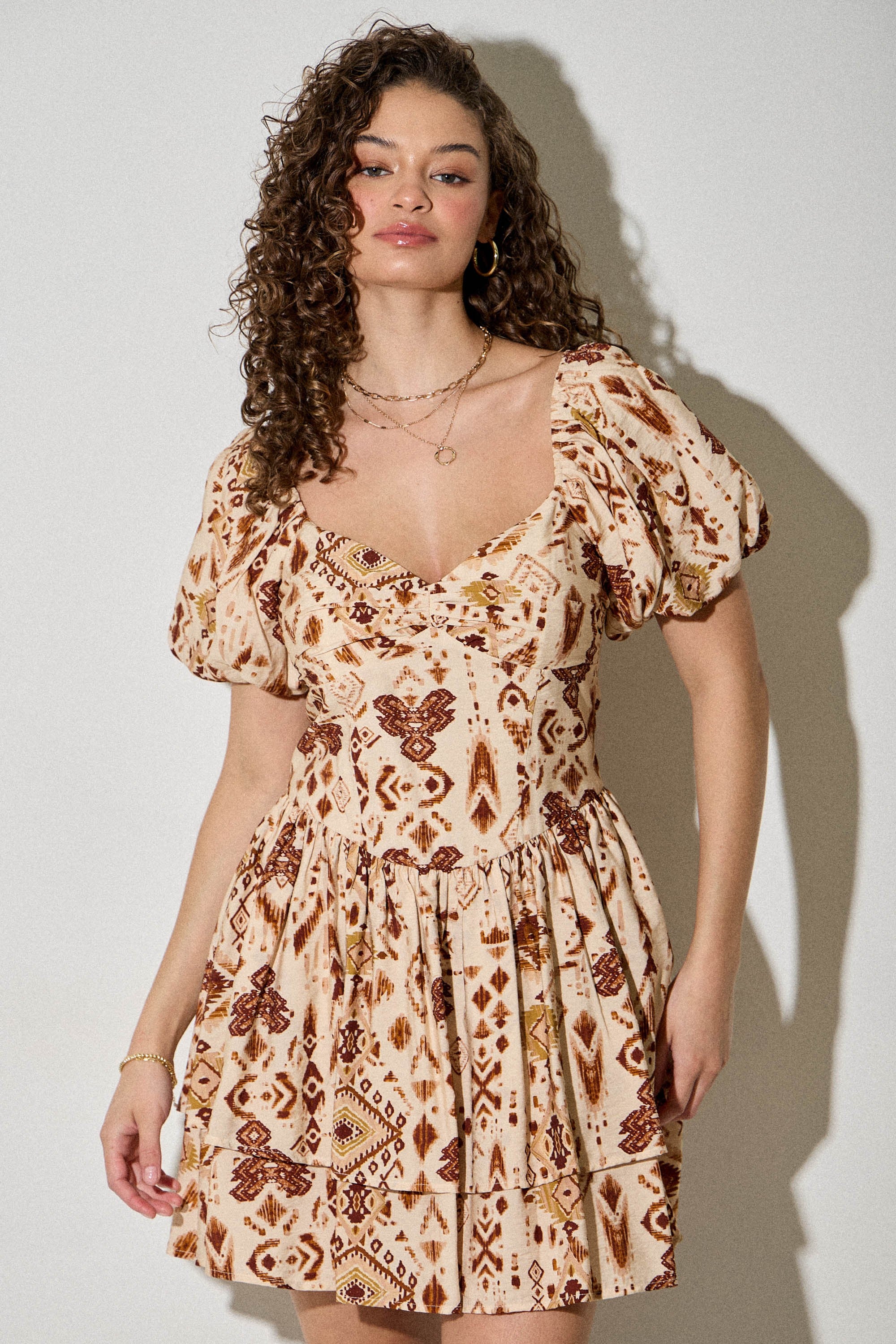 Bubble Sleeve Sweetheart Dress
