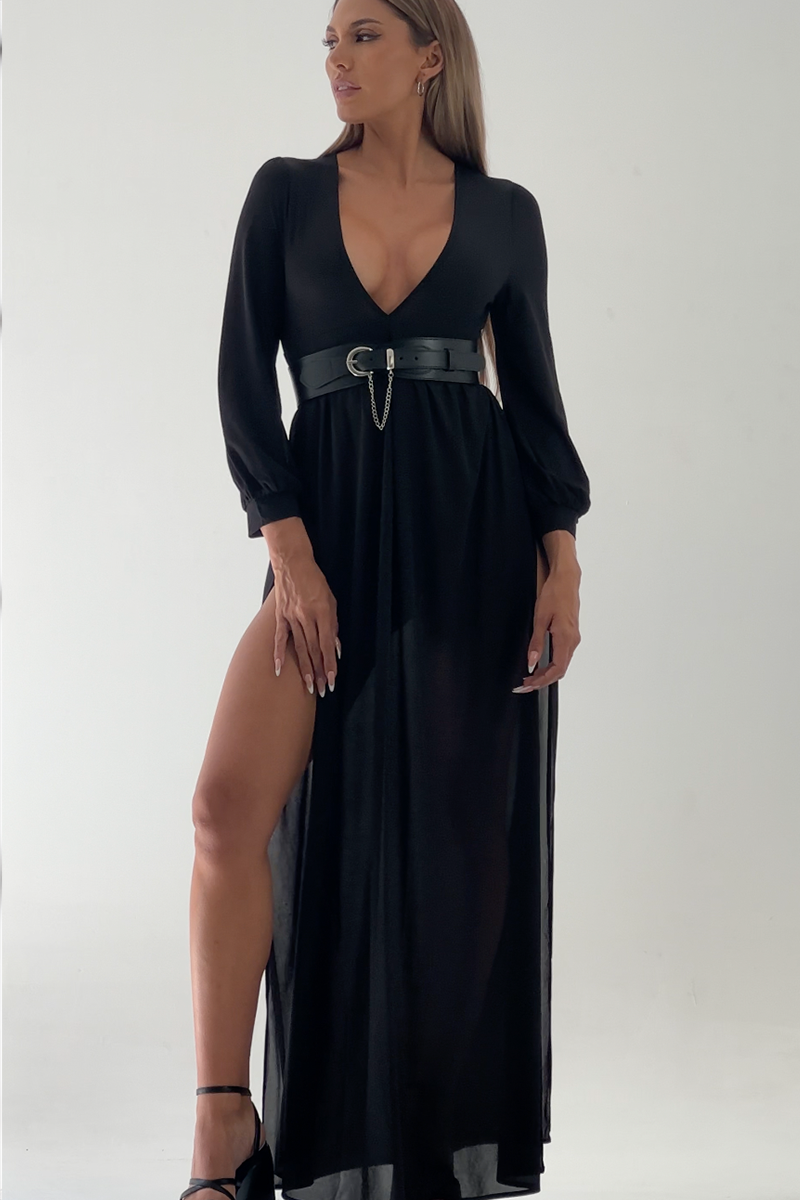 Black Sun Exclusive-Mesh Maxi Dress