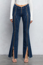 V-cut Zipper Detailed Denim