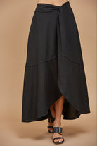 Linen Faux Wrap Maxi Skirt