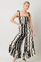 Smocked Tie Jumpsuit