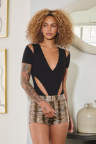 V-Neck Cut Out Bodysuit
