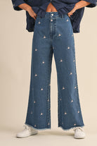 Floral Embroidered Denim Pants