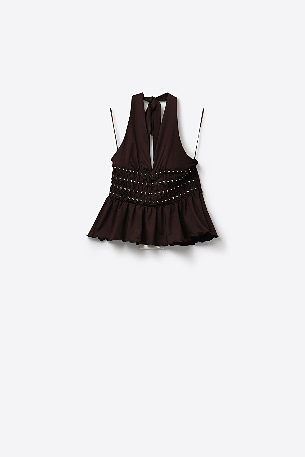 Ruched Halter Peplum Blouse
