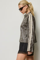 Vertical Stripe Zip-Up Jacket
