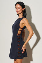 Linen Beaded Detail Mini Dress