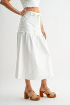 Tailored White Corset Midi Skirt