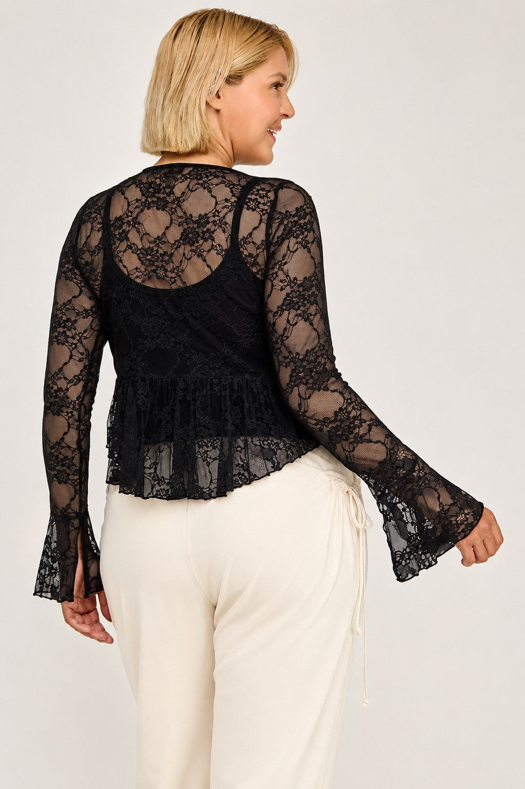 Plus Size Lace Open Front Cardigan