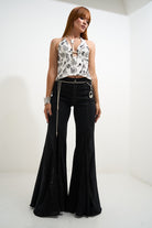 Lace Detail Wide Leg Jeans
