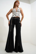 Lace Detail Wide Leg Jeans