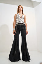 Lace Detail Wide Leg Jeans