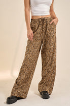 Animal Print Elastic Waist Pants
