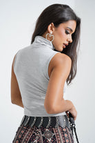 Sleeveless High Neck Cotton Top