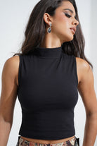 Sleeveless High Neck Cotton Top