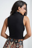 Sleeveless High Neck Cotton Top