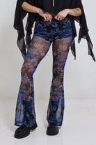Paisley Print Sheer Flared Mesh Pants