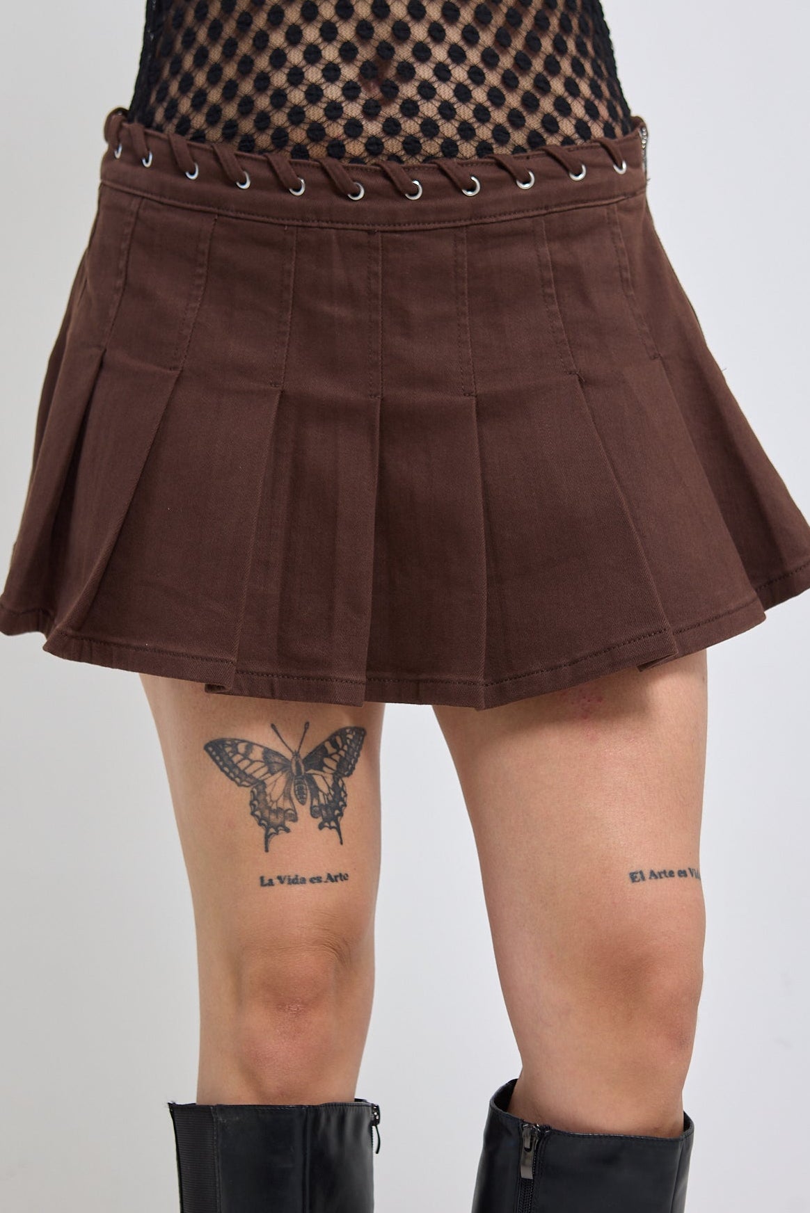 Dusty Pleated Denim Skort