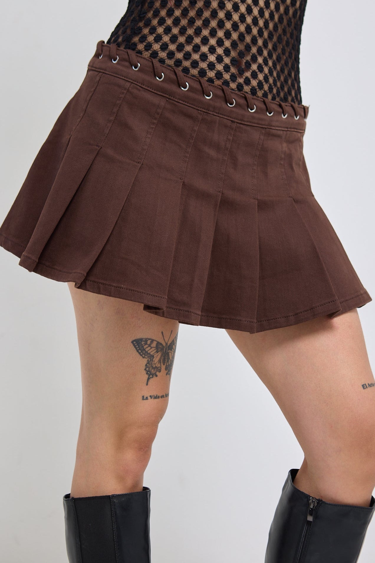 Dusty Pleated Denim Skort