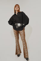 Cotton Flared Leopard Pants