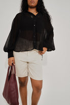 Textured Button-Dow T-Shirt