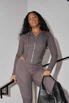 Stitch Detail Zip-up Sweater