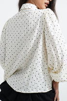 Heart Print Bow Tie Blouse