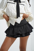 Heart Print Bow Tie Blouse