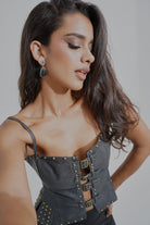 Leather Effect Studded Top