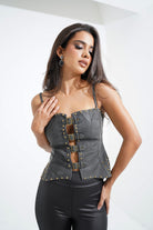 Leather Effect Studded Top