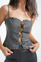Leather Effect Studded Top