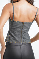 Leather Effect Studded Top