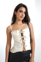 Leather Effect Studded Top