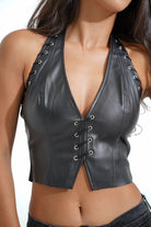 Faux Leather Bustier Crop Top