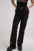 Lace Patchwork Denim Jeans