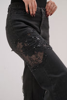 Lace Patchwork Denim Jeans