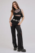 Lace Patchwork Denim Jeans