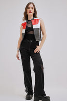 Moto Style Faux Leather Vest
