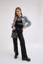 Stylish Embroidered Denim Jacket