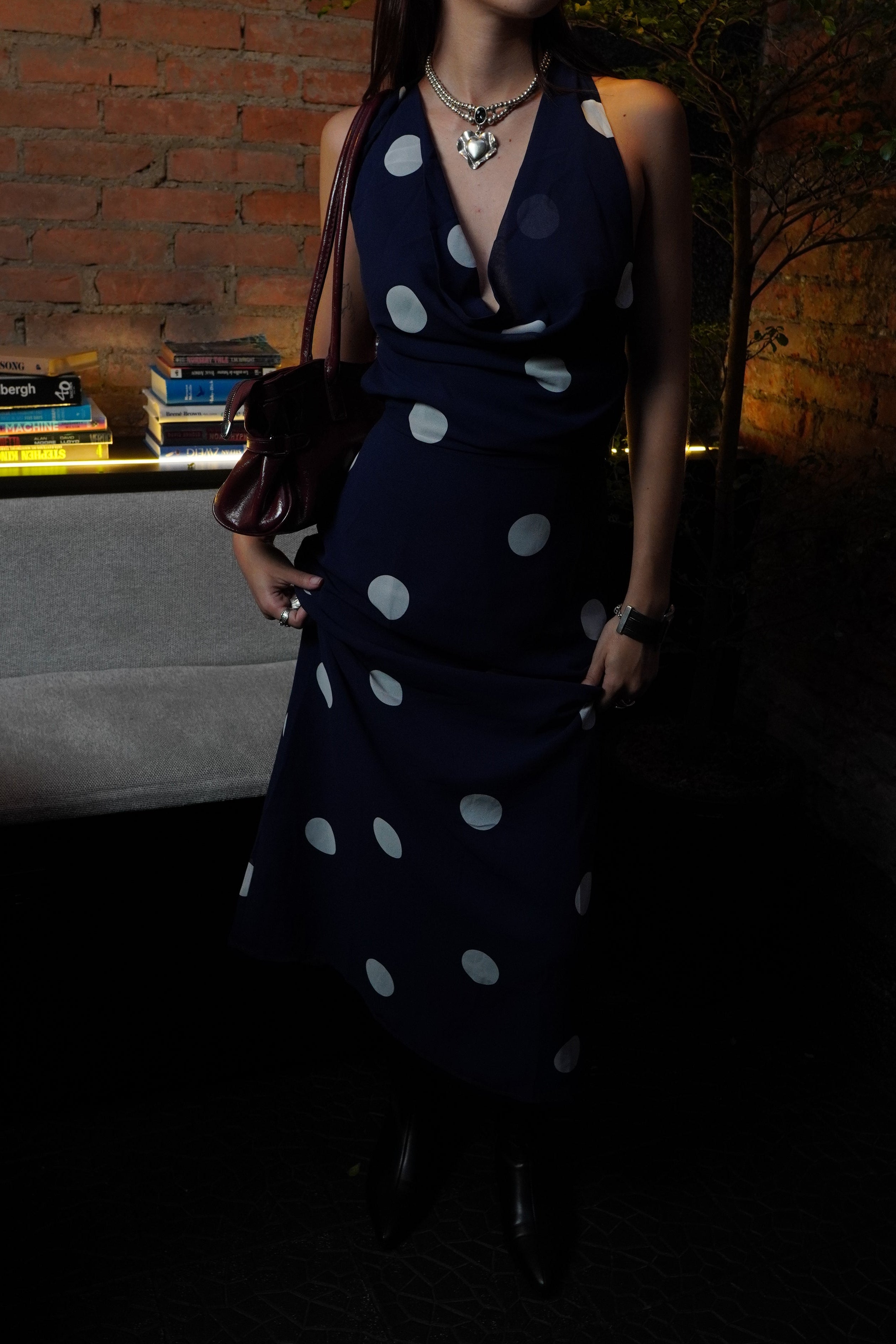 Celeste Polka Dot Maxi Dress