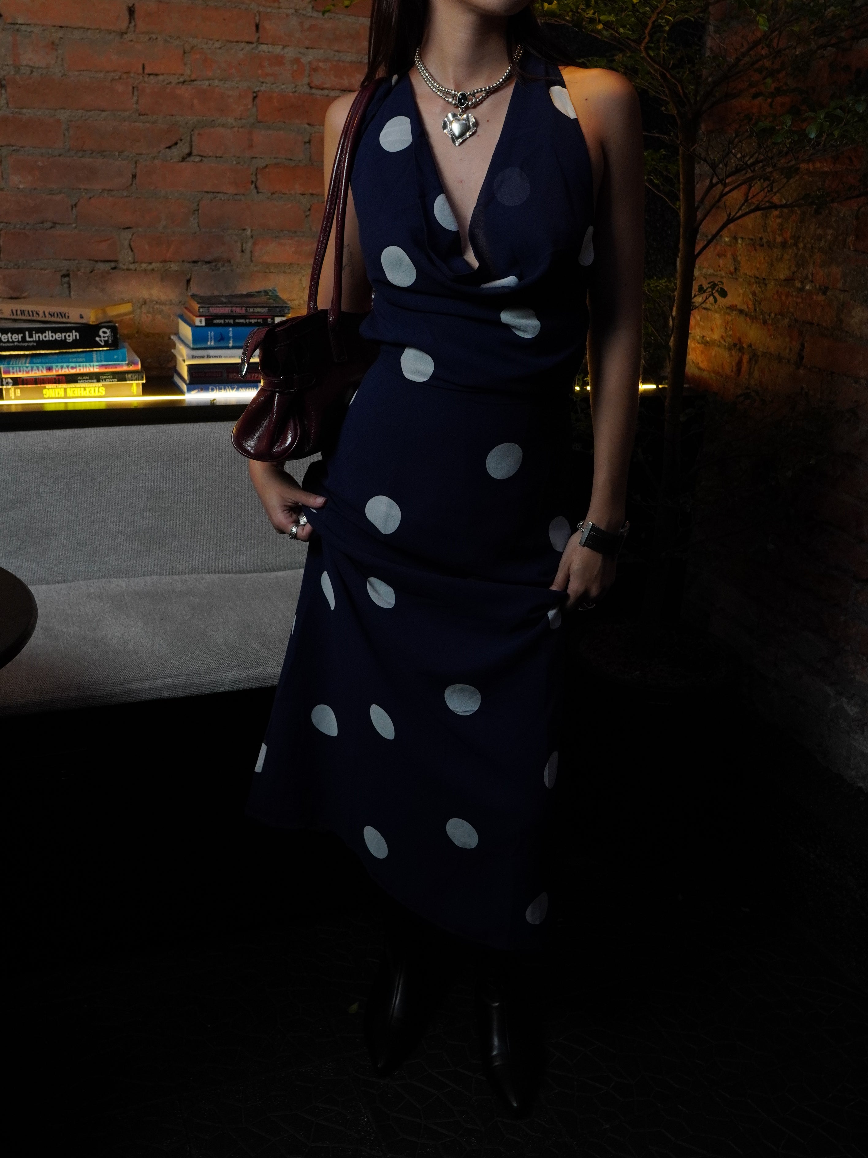 Celeste Polka Dot Maxi Dress